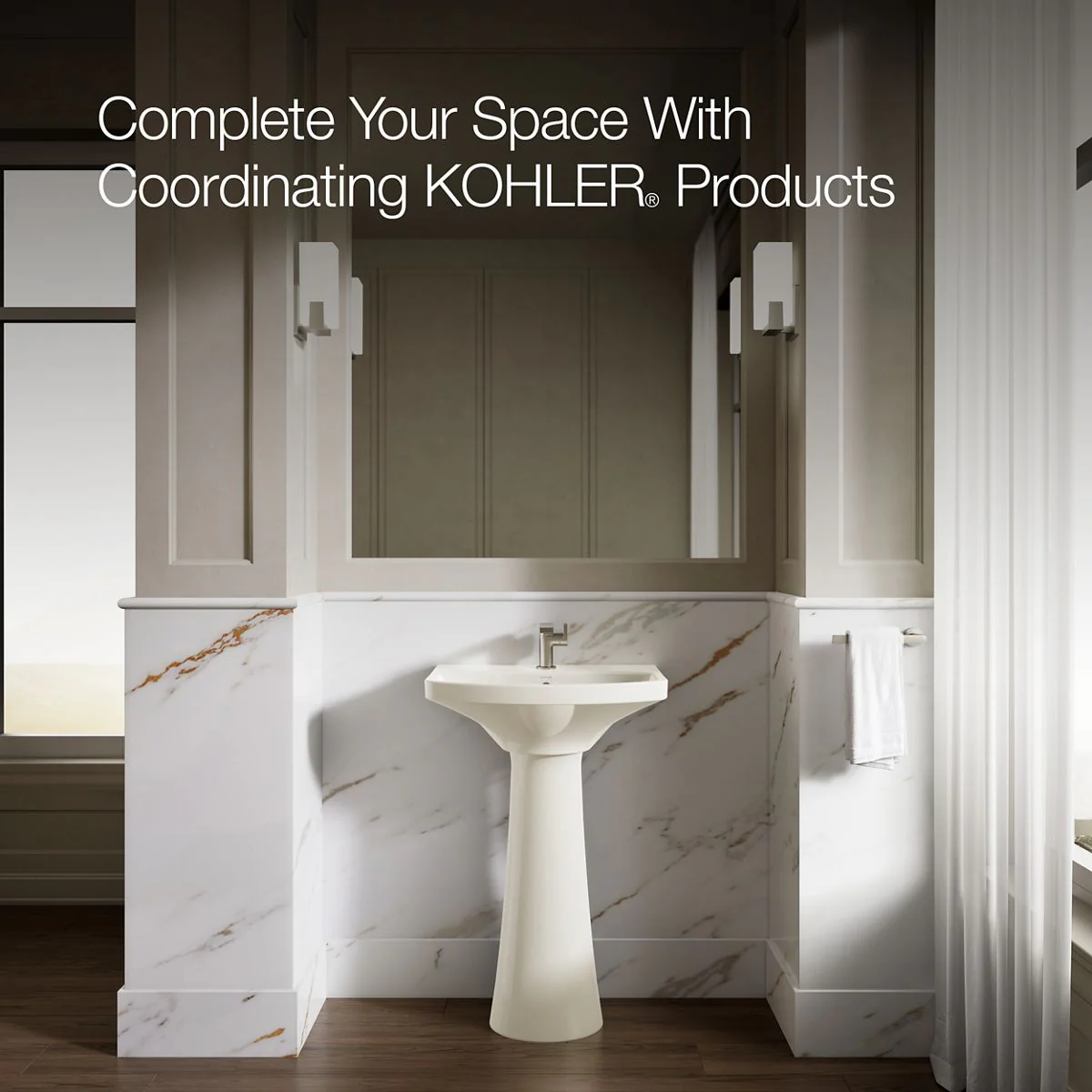 KOHLER K-2362-1 Cimarron 22-3/4" rectangular pedestal bathroom sink - Image 8