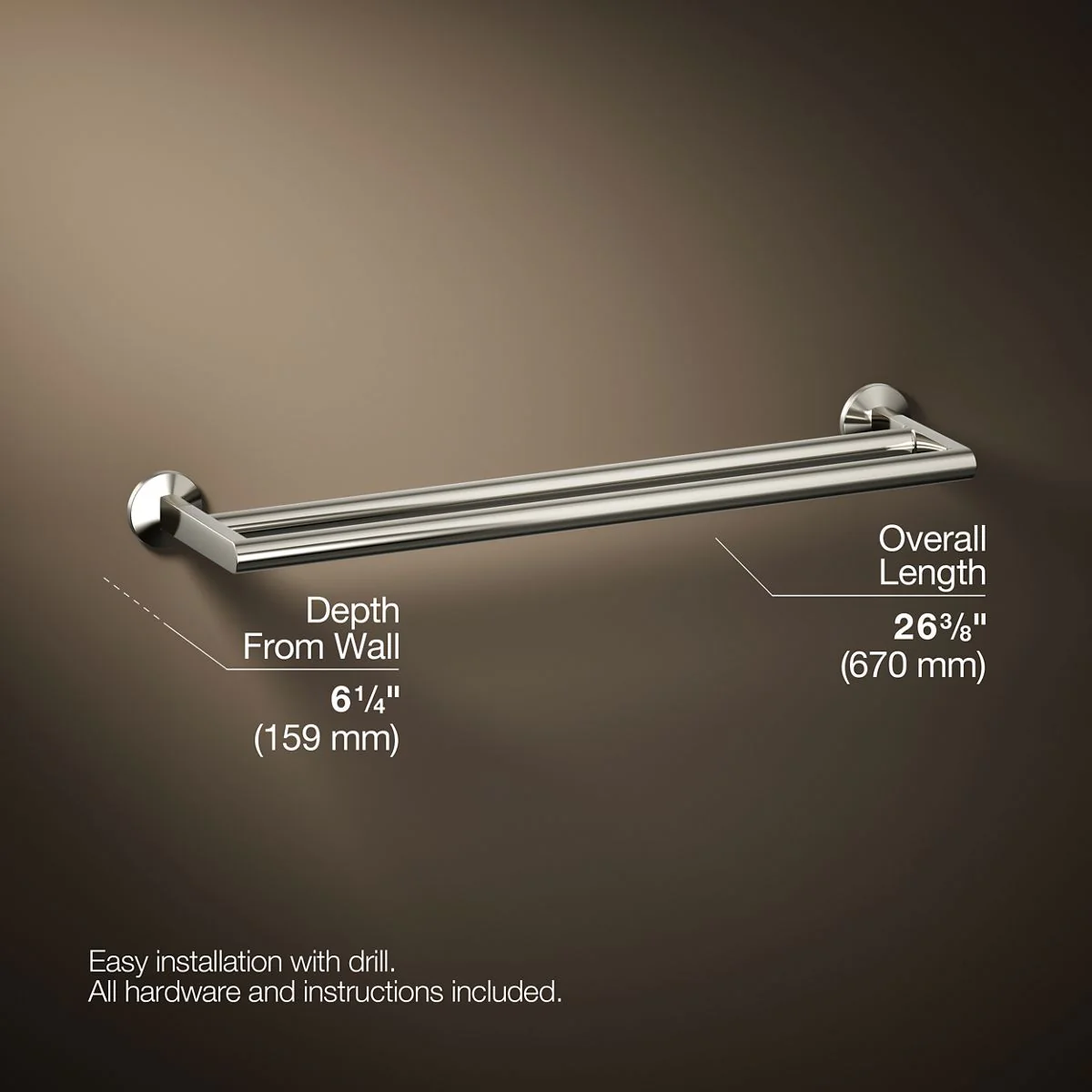 KOHLER K-78375 Components Double towel bar - Image 45