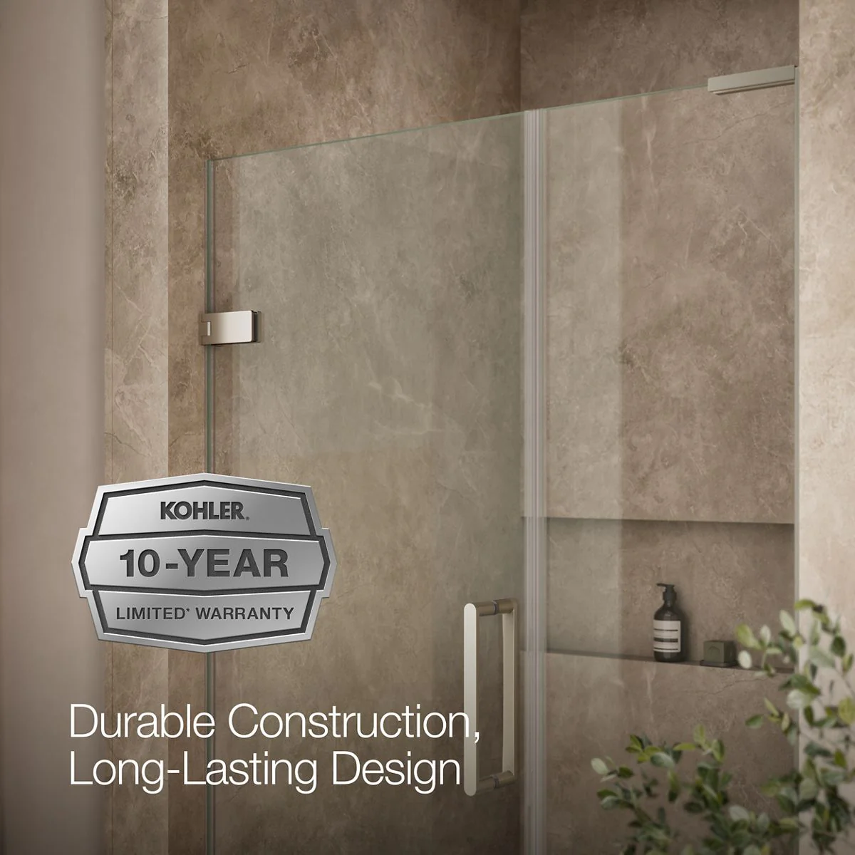 KOHLER K-27606-10L Composed Frameless pivot shower door, 71-3/4" H x 46 - 46-3/4" W, with 3/8" thick Crystal Clear glass - Image 18
