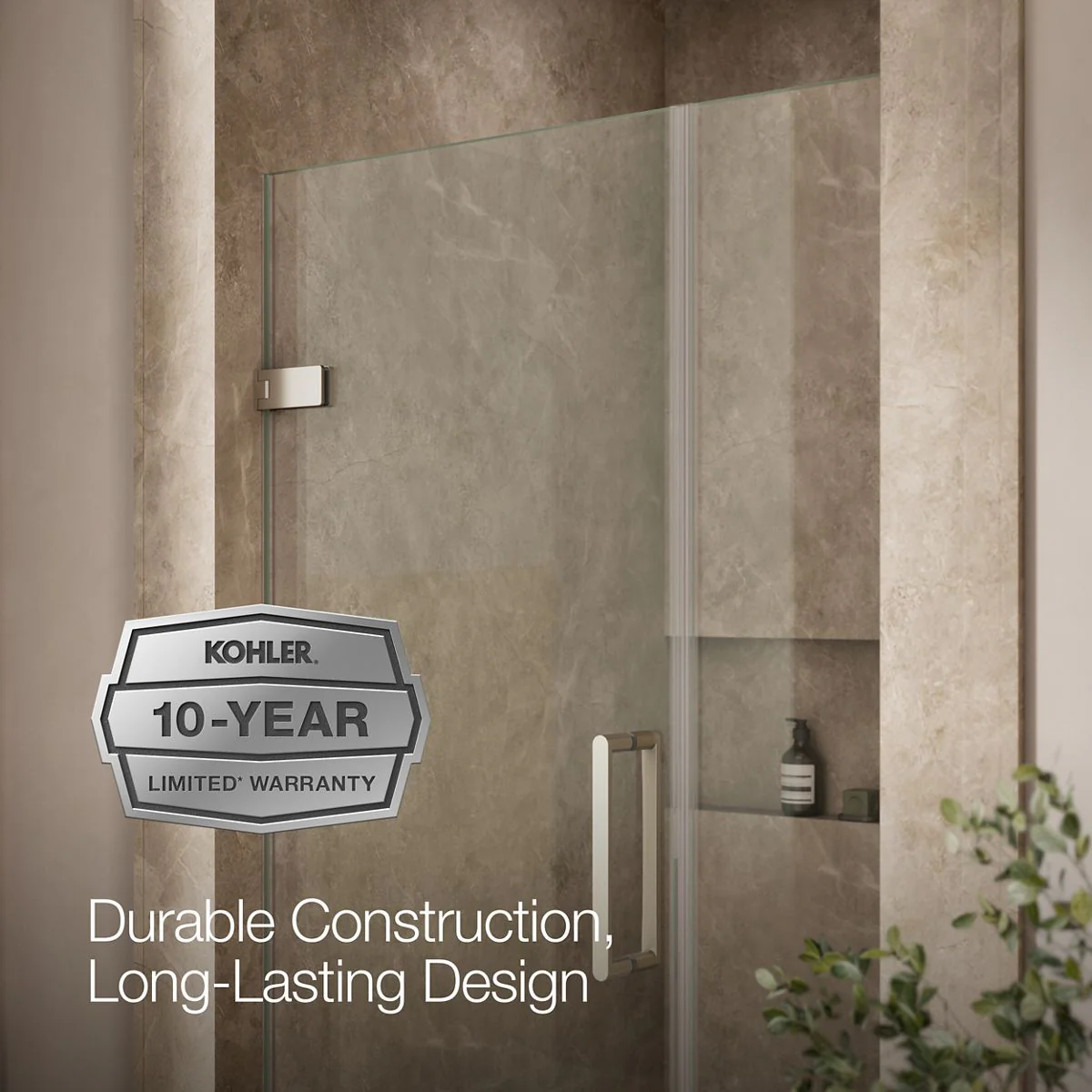 KOHLER K-27600-10L Composed Frameless pivot shower door, 71-9/16" H x 39-5/8 - 40-3/8" W, with 3/8" thick Crystal Clear glass - Image 13