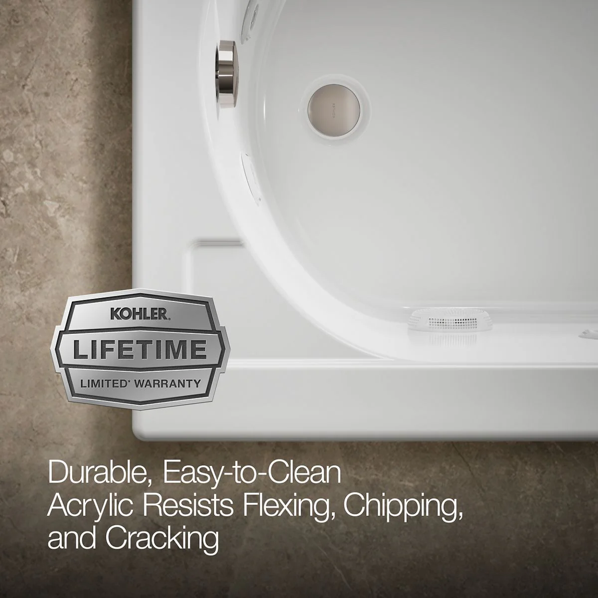 KOHLER K-1357-H Devonshire 60" x 32" drop-in whirlpool bath heater - Image 7