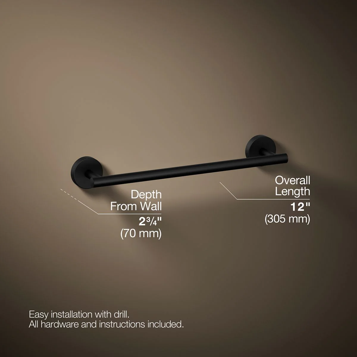 KOHLER K-27288 Elate 12" towel bar - Image 14