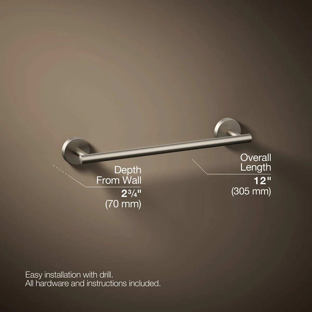 KOHLER K-27288 Elate 12" towel bar - Image 19
