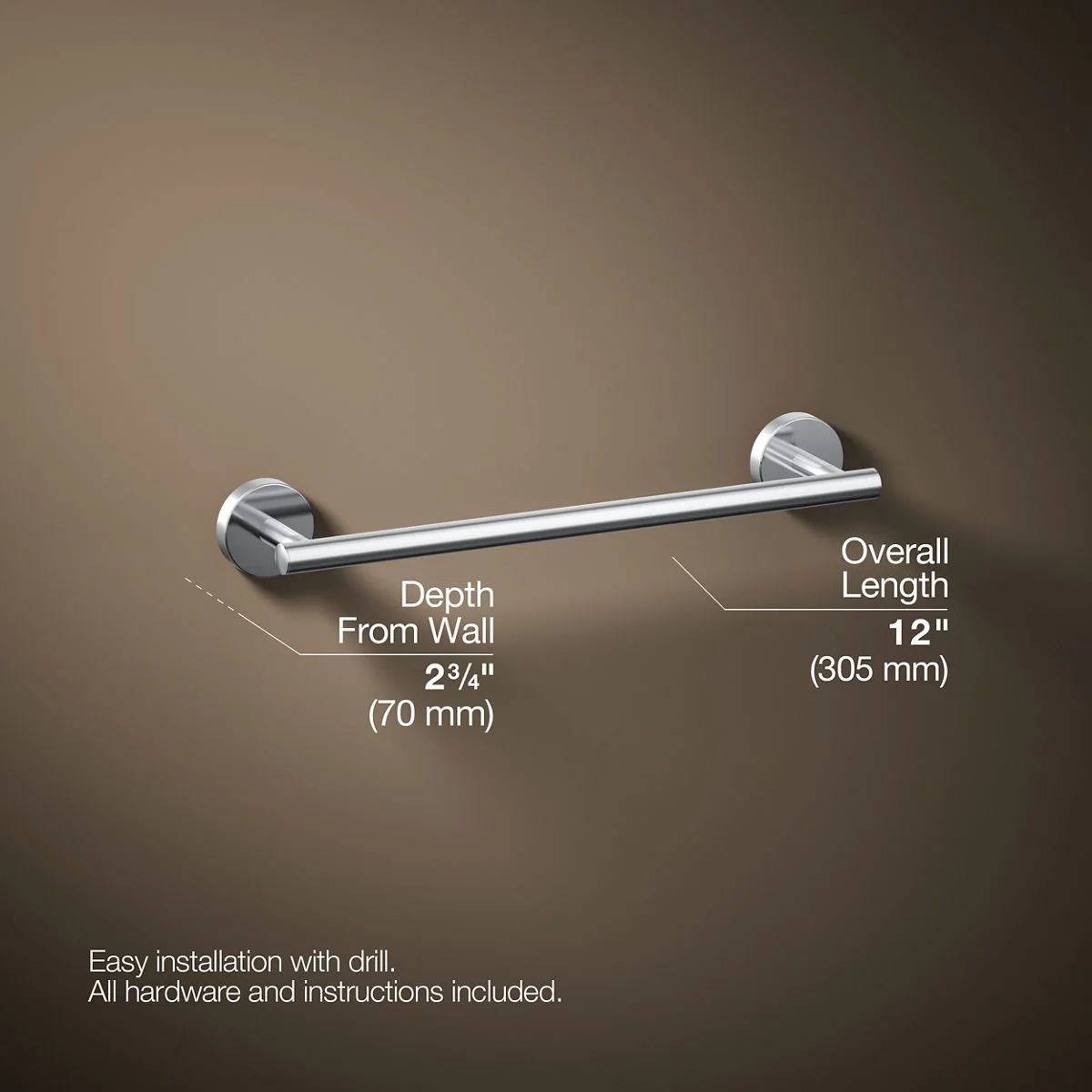 KOHLER K-27288 Elate 12" towel bar - Image 23