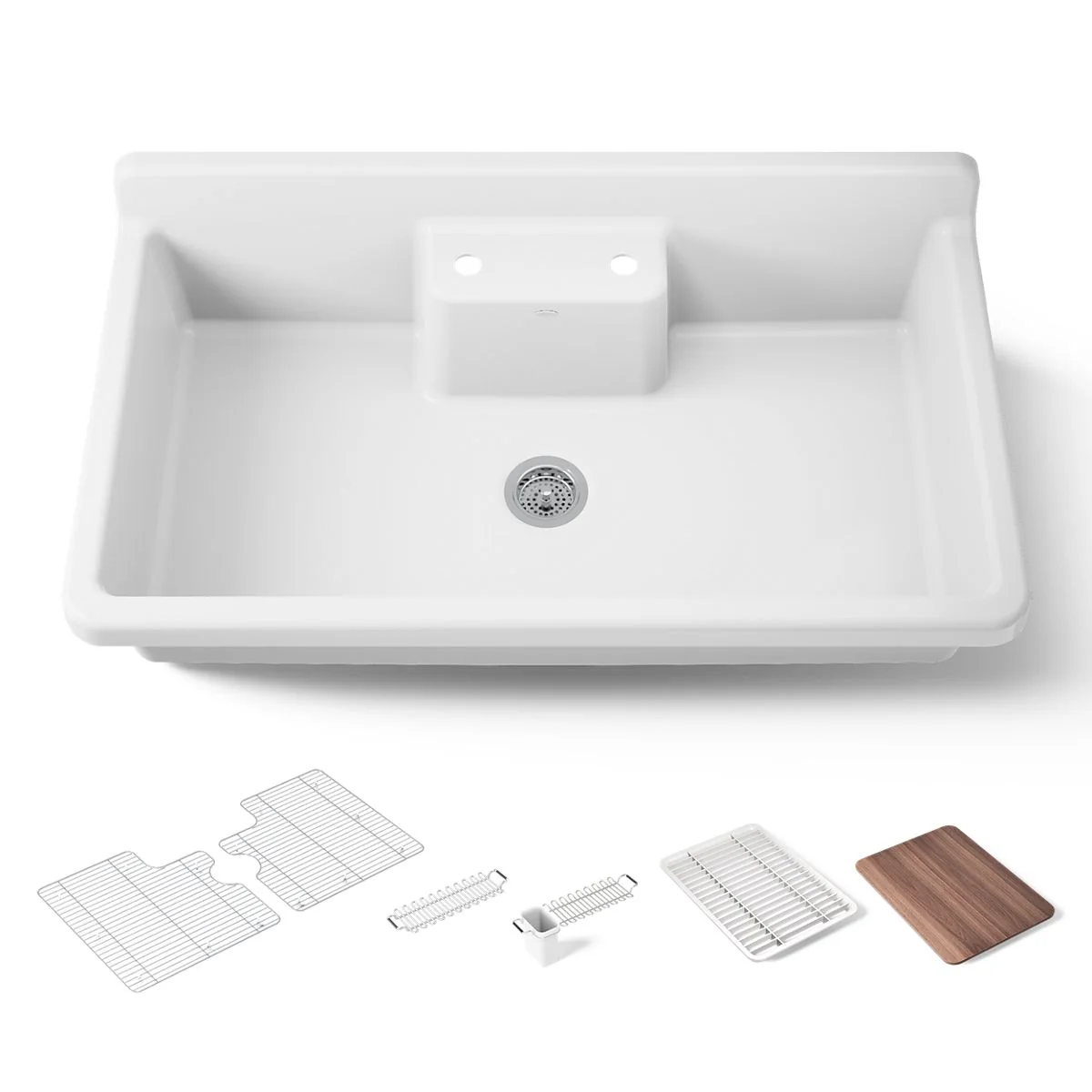 KOHLER K-21103-2HW Farmstead 45" top-/wall-mount single-bowl workstation farmhouse kitchen sink - Image 5