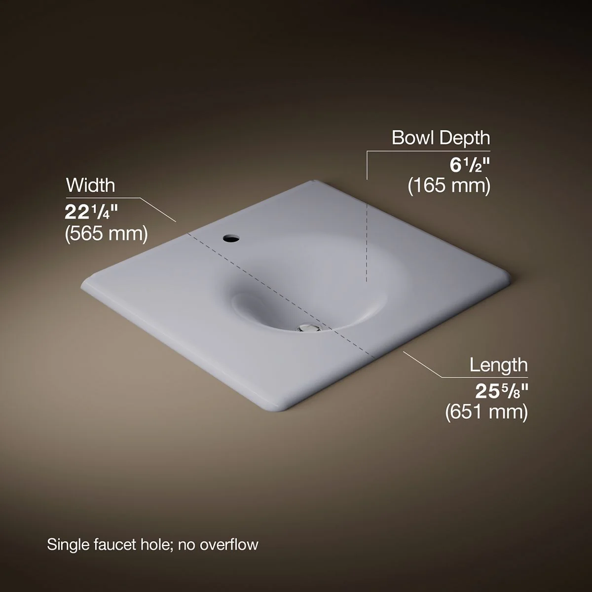 KOHLER K-3048-1 Iron/Impressions 25" Enameled cast iron vanity top with integrated round sink - Image 25