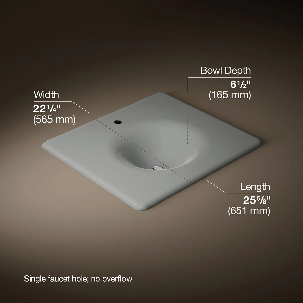 KOHLER K-3048-1 Iron/Impressions 25" Enameled cast iron vanity top with integrated round sink - Image 29