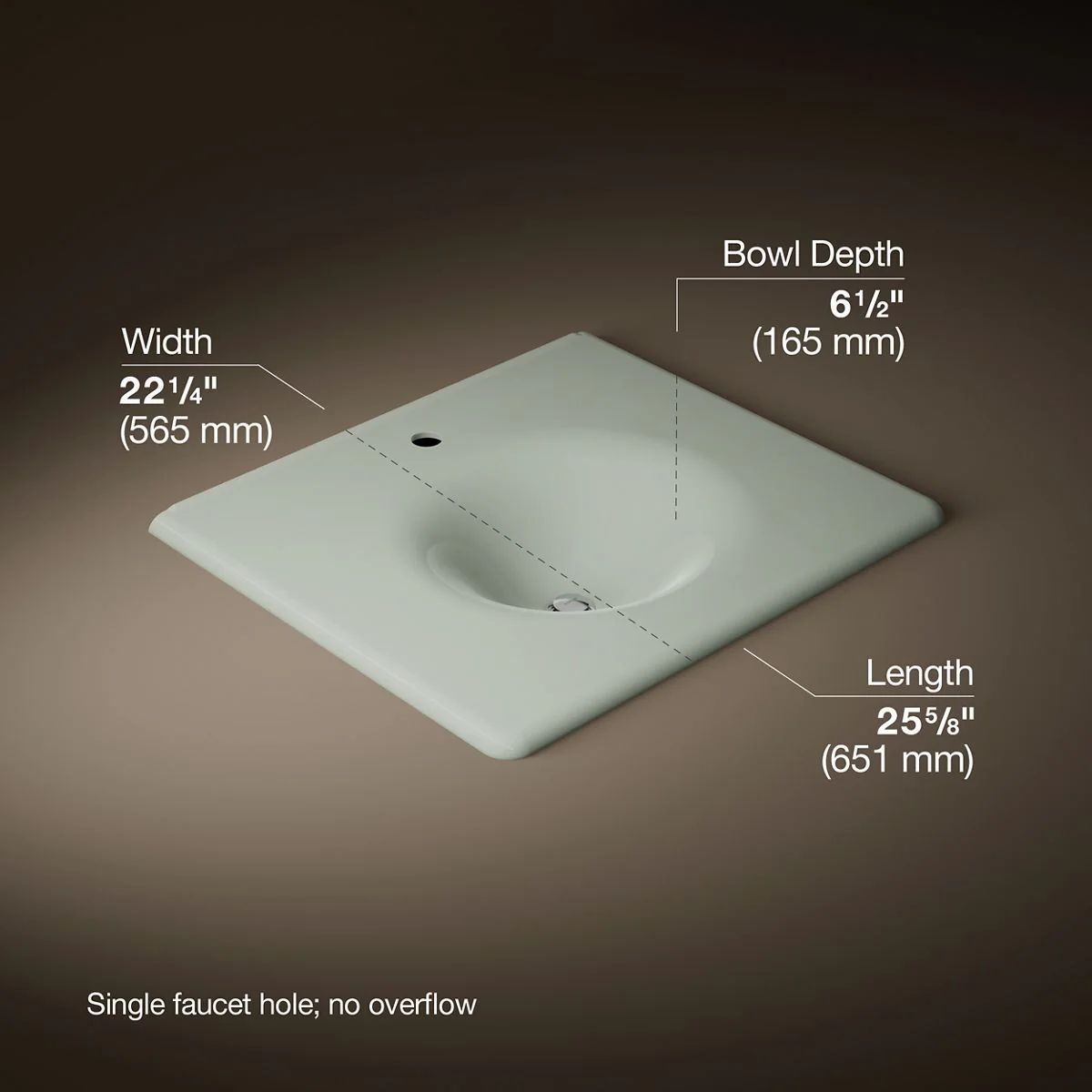 KOHLER K-3048-1 Iron/Impressions 25" Enameled cast iron vanity top with integrated round sink - Image 33