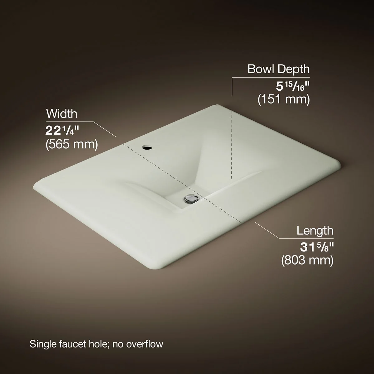 KOHLER K-3049-1 Iron/Impressions 31" Enameled cast iron vanity top with integrated rectangular sink - Image 19