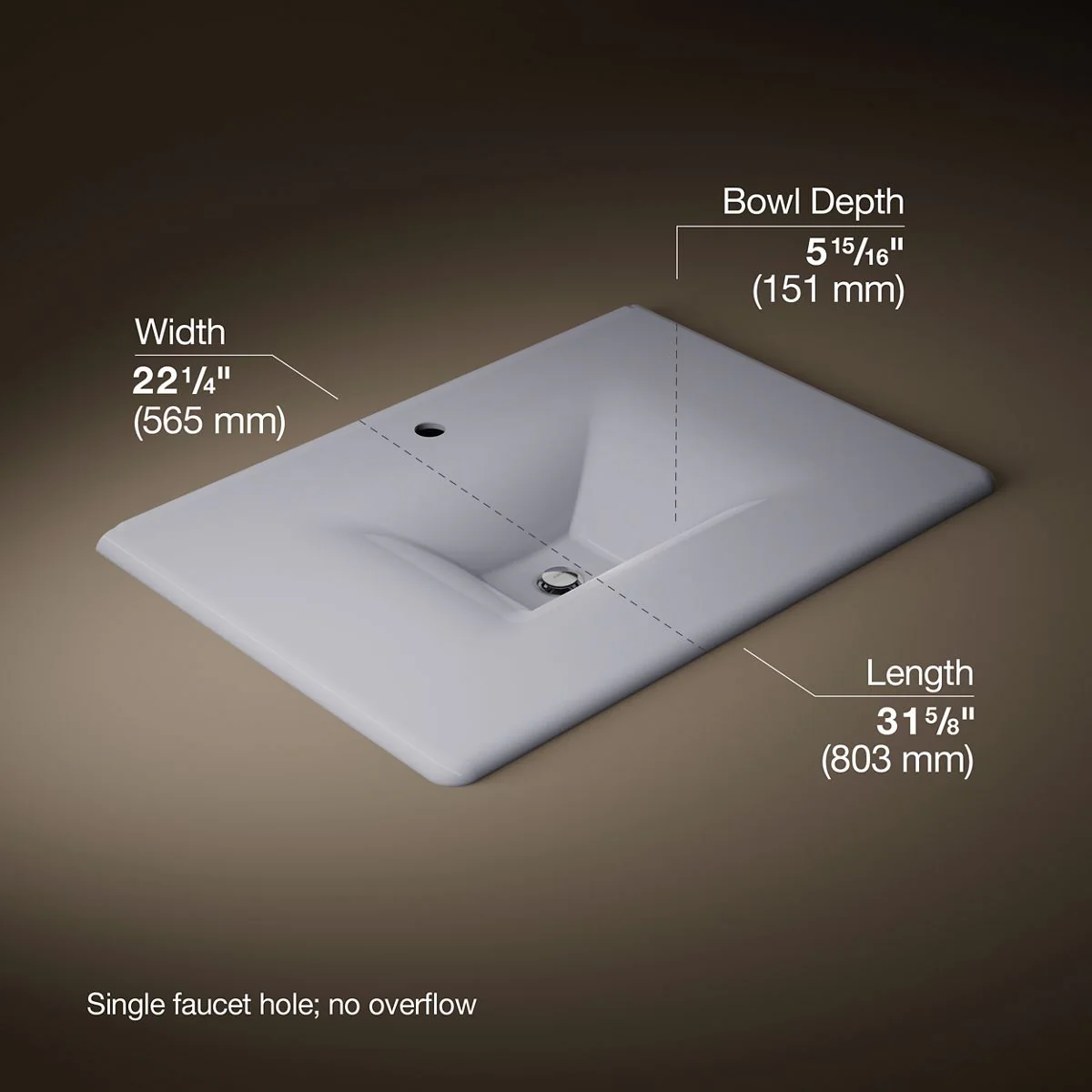 KOHLER K-3049-1 Iron/Impressions 31" Enameled cast iron vanity top with integrated rectangular sink - Image 25