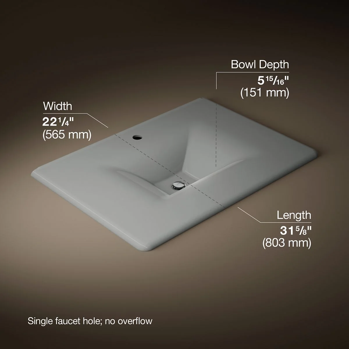 KOHLER K-3049-1 Iron/Impressions 31" Enameled cast iron vanity top with integrated rectangular sink - Image 29