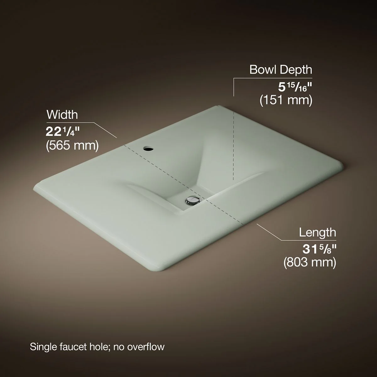 KOHLER K-3049-1 Iron/Impressions 31" Enameled cast iron vanity top with integrated rectangular sink - Image 34