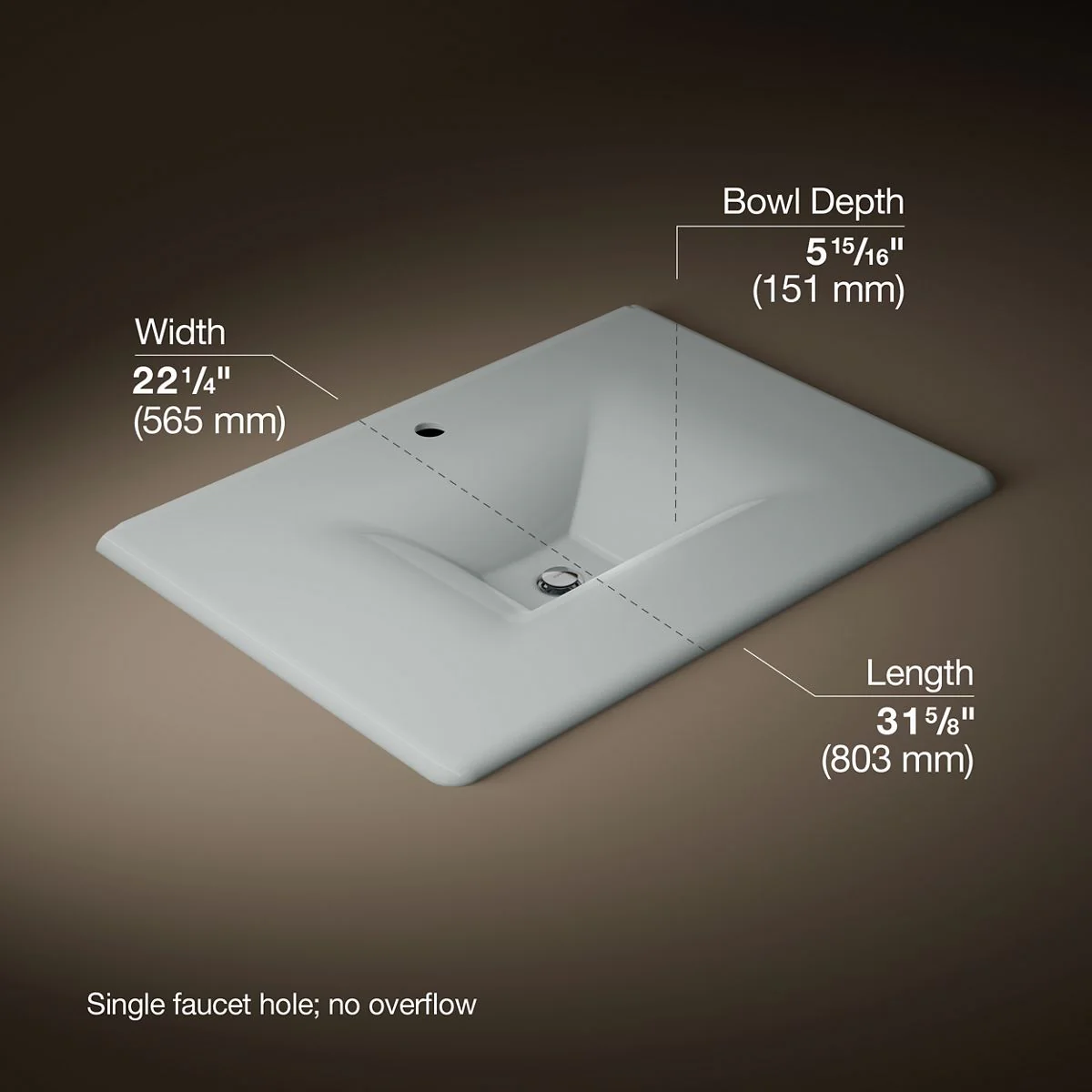 KOHLER K-3049-1 Iron/Impressions 31" Enameled cast iron vanity top with integrated rectangular sink - Image 49