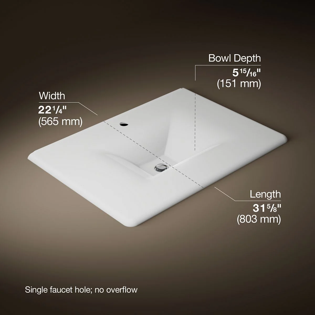 KOHLER K-3049-1 Iron/Impressions 31" Enameled cast iron vanity top with integrated rectangular sink - Image 59
