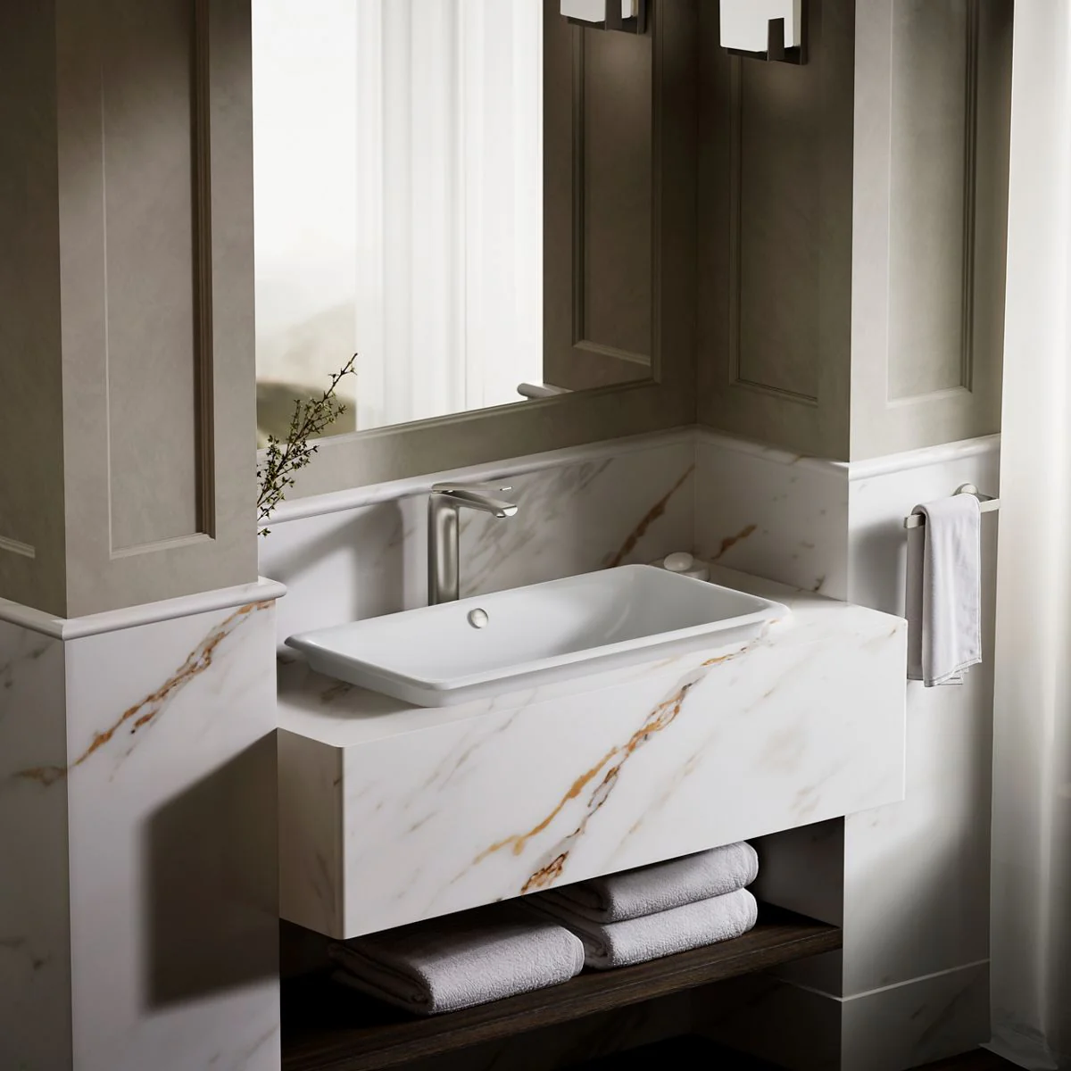 KOHLER K-20212-W Iron Plains 30" rectangular drop-in/undermount/vessel bathroom sink with White painted underside - Image 6