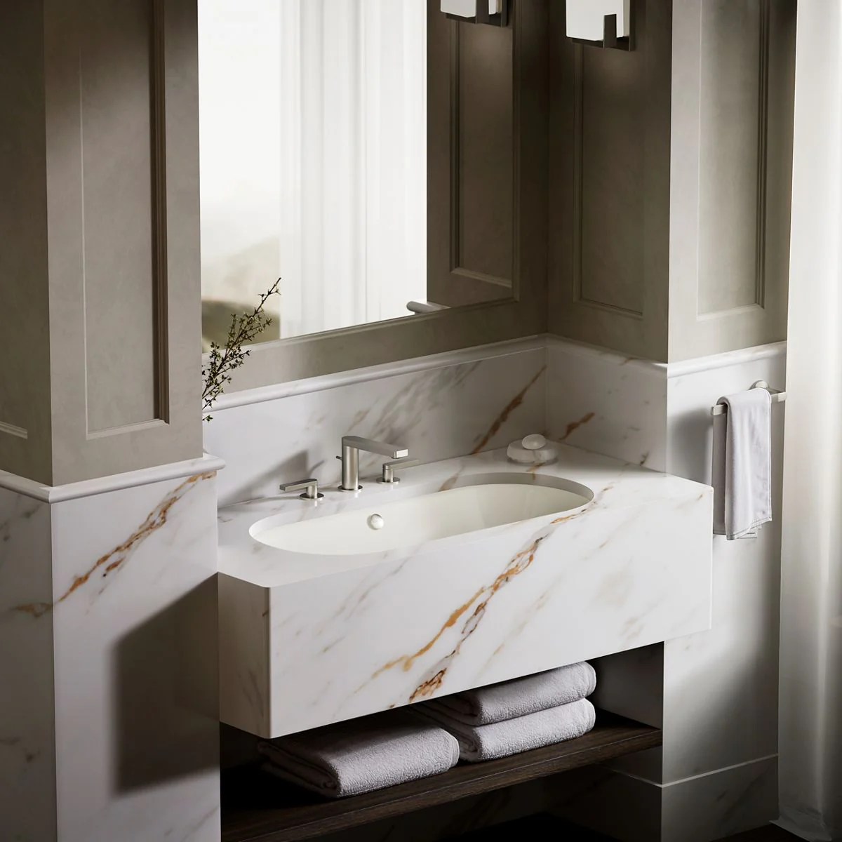 KOHLER K-20213-B Iron Plains 33" oval drop-in/undermount/vessel bathroom sink with Biscuit painted underside - Image 6