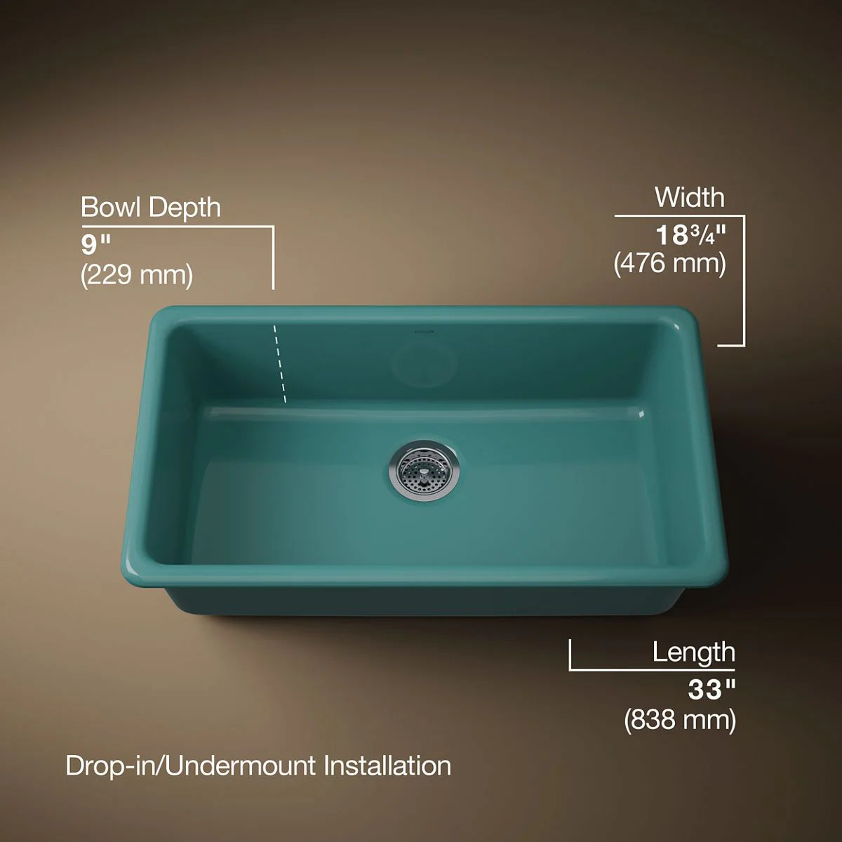 KOHLER K-5707 Iron/Tones 33" top-/undermount single-bowl kitchen sink - Image 22