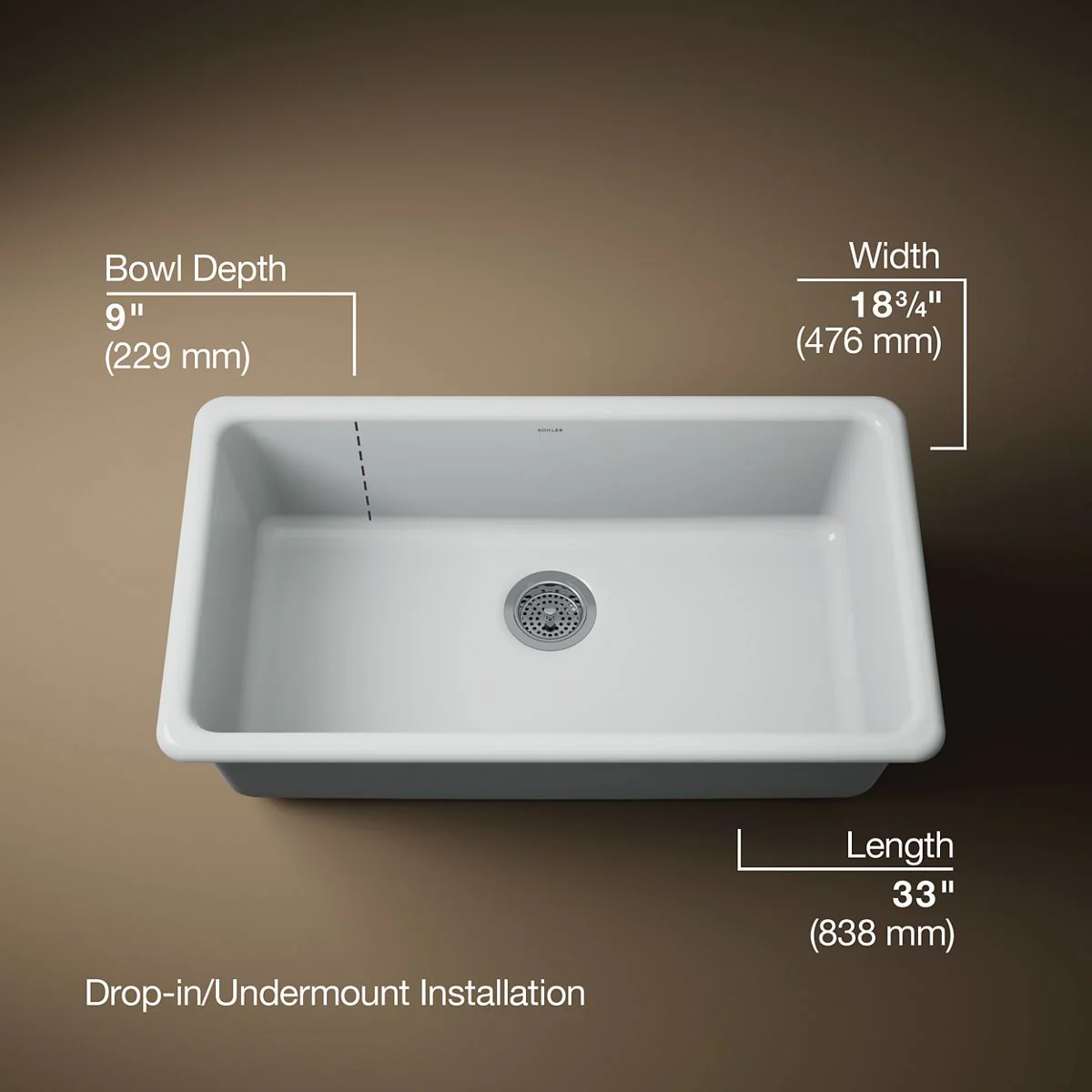 KOHLER K-5707 Iron/Tones 33" top-/undermount single-bowl kitchen sink - Image 43