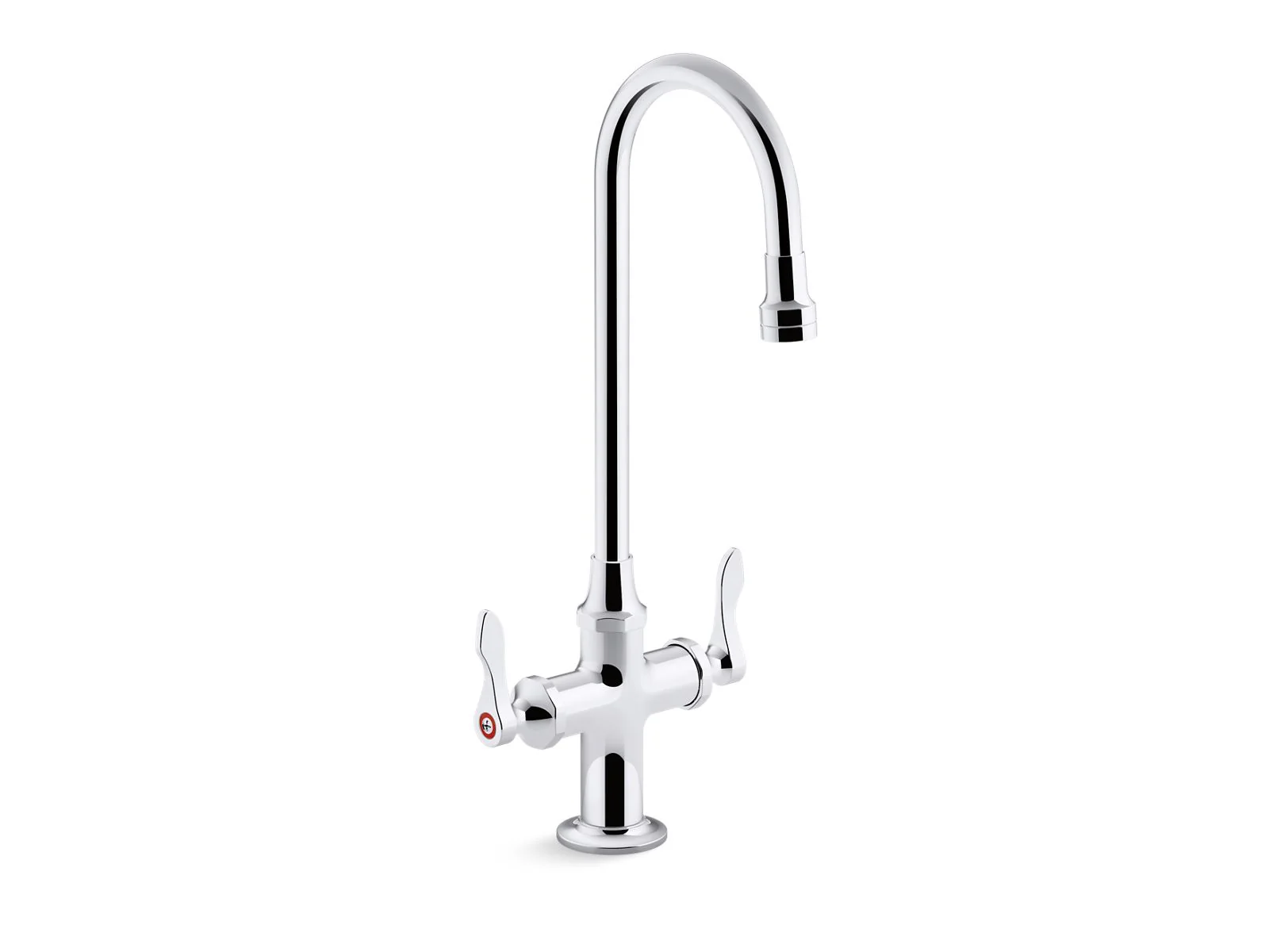 KOHLER K-100T70-4AKL Triton Bowe 1.0 gpm monoblock gooseneck bathroom sink faucet with laminar flow and lever handles, drain not included