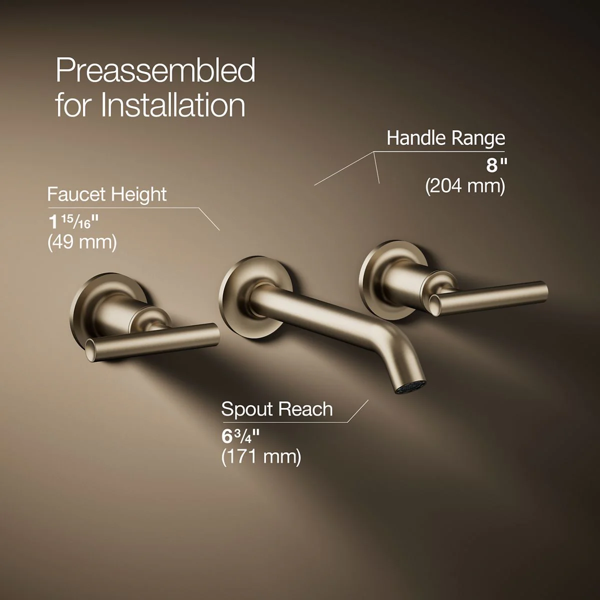 KOHLER K-T14413-4 Purist Wall-mount bathroom sink faucet trim with Lever handles, 1.2 gpm - Image 3
