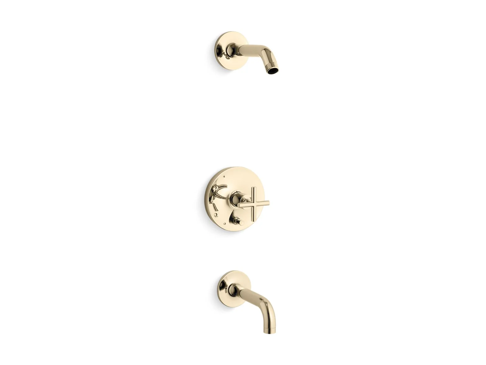 KOHLER K-T14421-3L Purist Rite-Temp bath and shower trim kit with push-button diverter and cross handle, without showerhead - Image 5