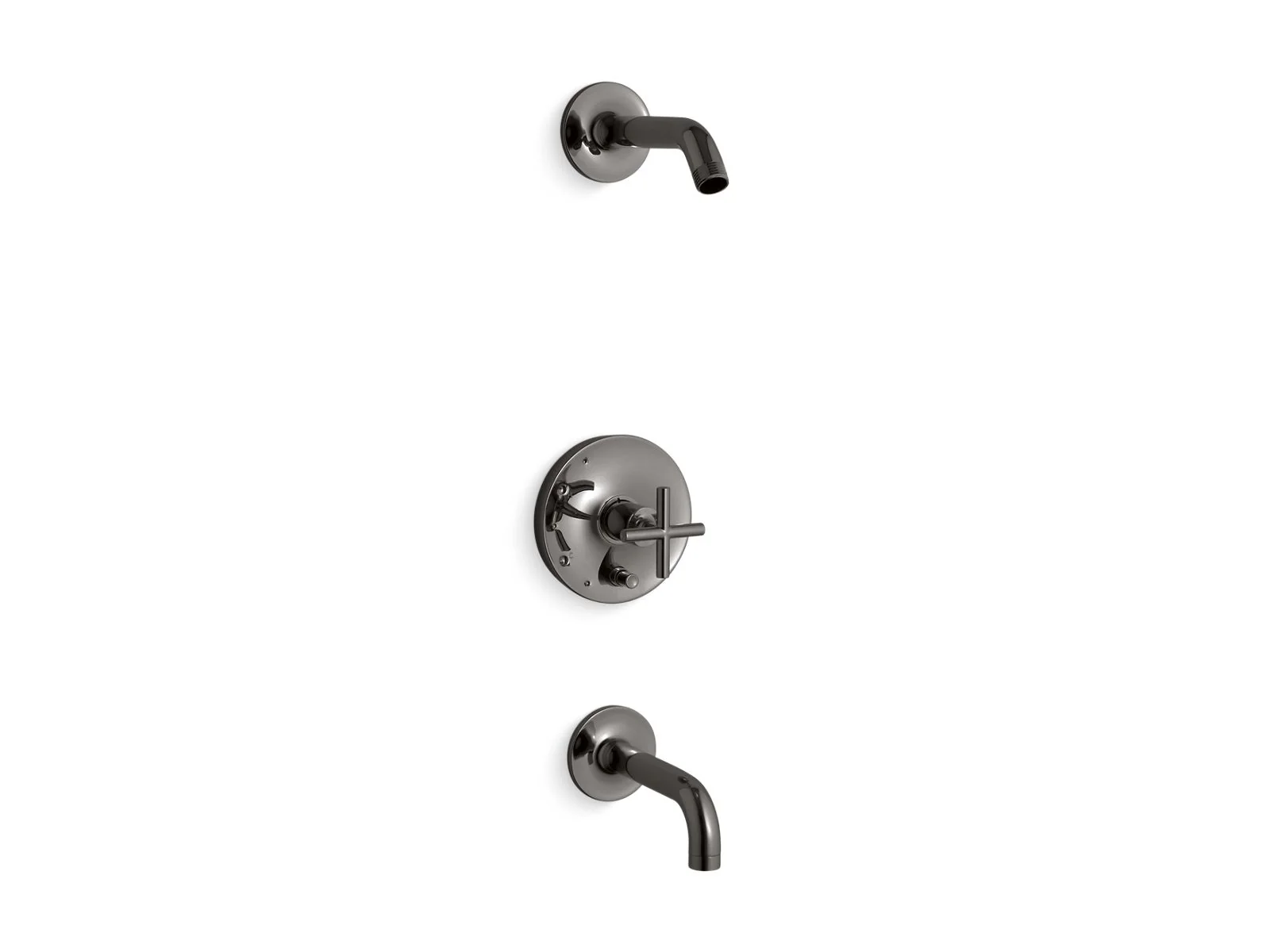 KOHLER K-T14421-3L Purist Rite-Temp bath and shower trim kit with push-button diverter and cross handle, without showerhead - Image 6