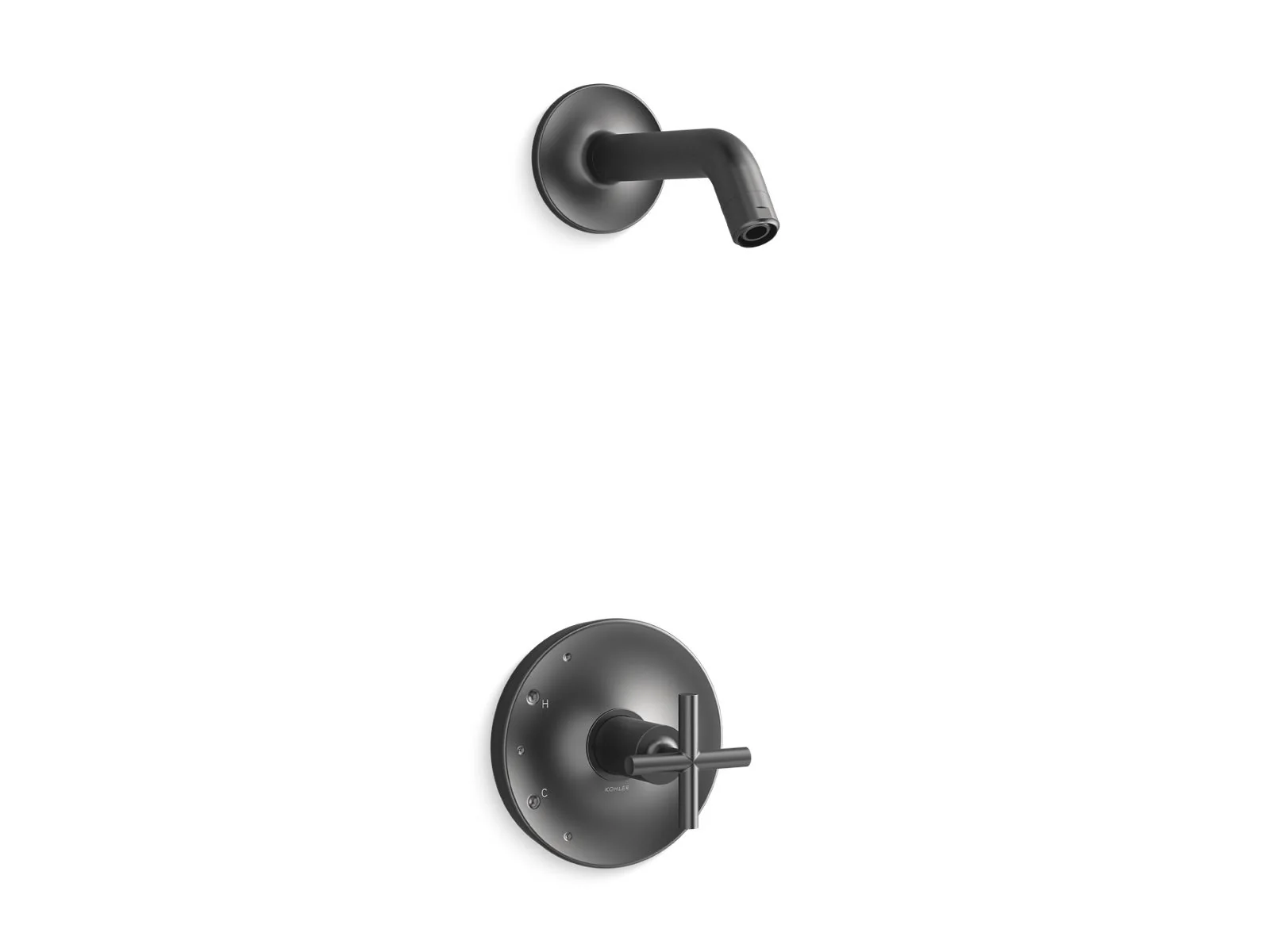 KOHLER K-TLS14422-3 Purist Rite-Temp shower trim kit with cross handle, without showerhead
