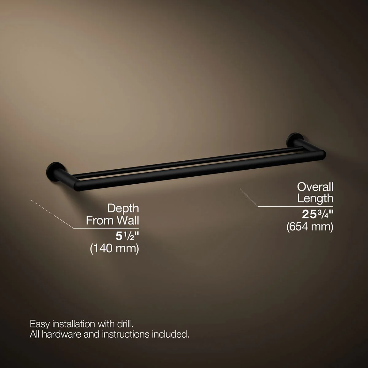 KOHLER K-97890 Kumin 24" double towel bar - Image 8