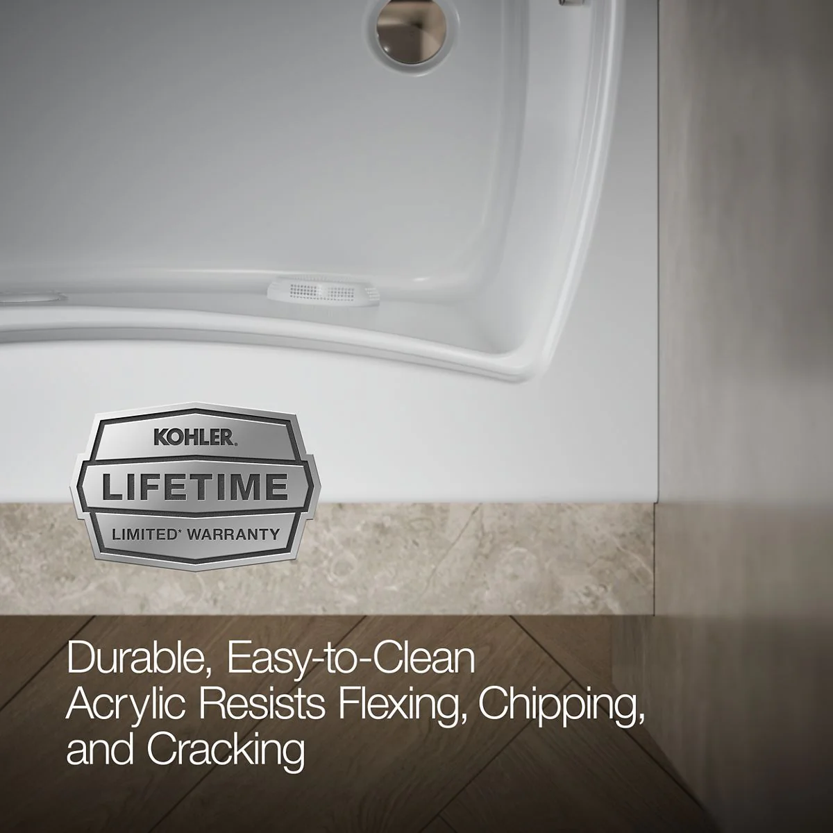 KOHLER K-1239-RW Mariposa 60" x 36" alcove whirlpool bath with Bask heated surface, integral flange and right-hand drain - Image 7