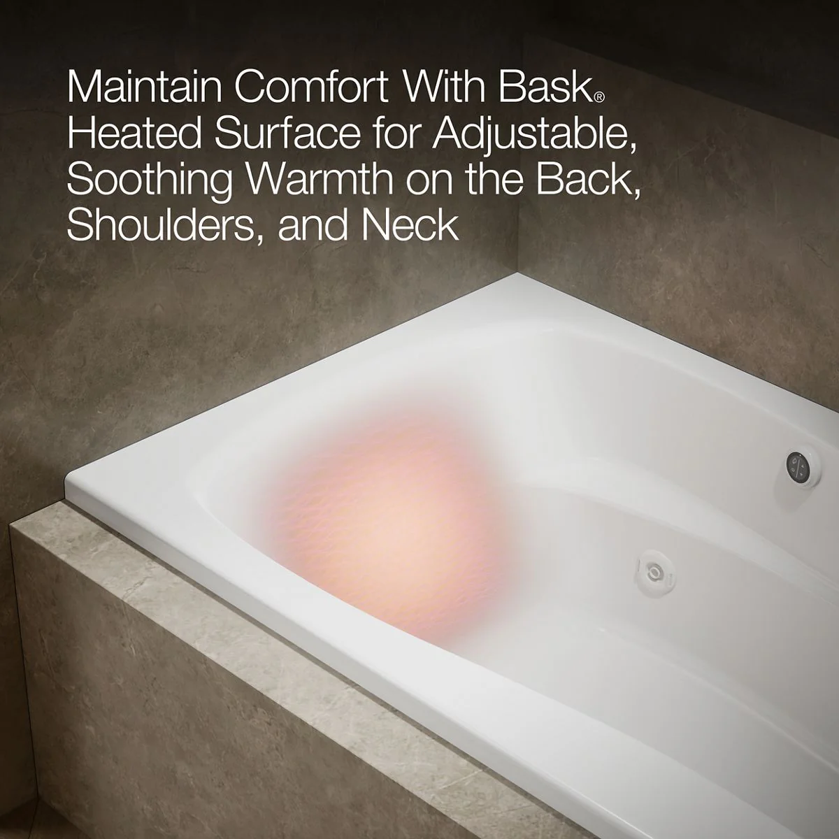 KOHLER K-1239-RW Mariposa 60" x 36" alcove whirlpool bath with Bask heated surface, integral flange and right-hand drain - Image 8