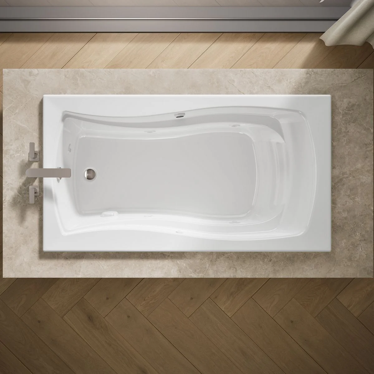KOHLER K-1224-W1 Mariposa 66" x 35-7/8" drop-in whirlpool bath with Bask heated surface and end drain - Image 8