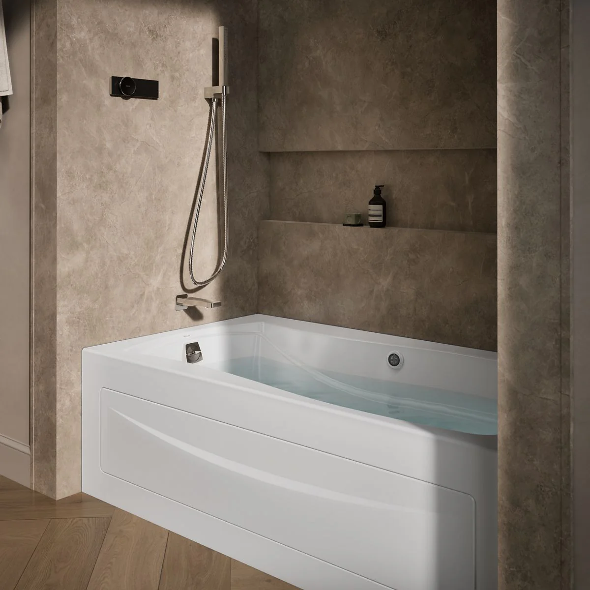 KOHLER K-1224-HL Mariposa 66" x 36" alcove heated whirlpool, left drain - Image 6