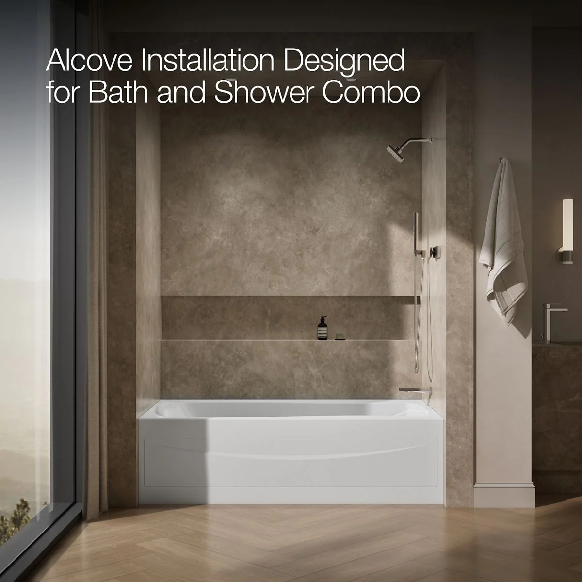 KOHLER K-1257-GHRA Mariposa 72" x 36" alcove Heated BubbleMassage air bath, right drain - Image 5