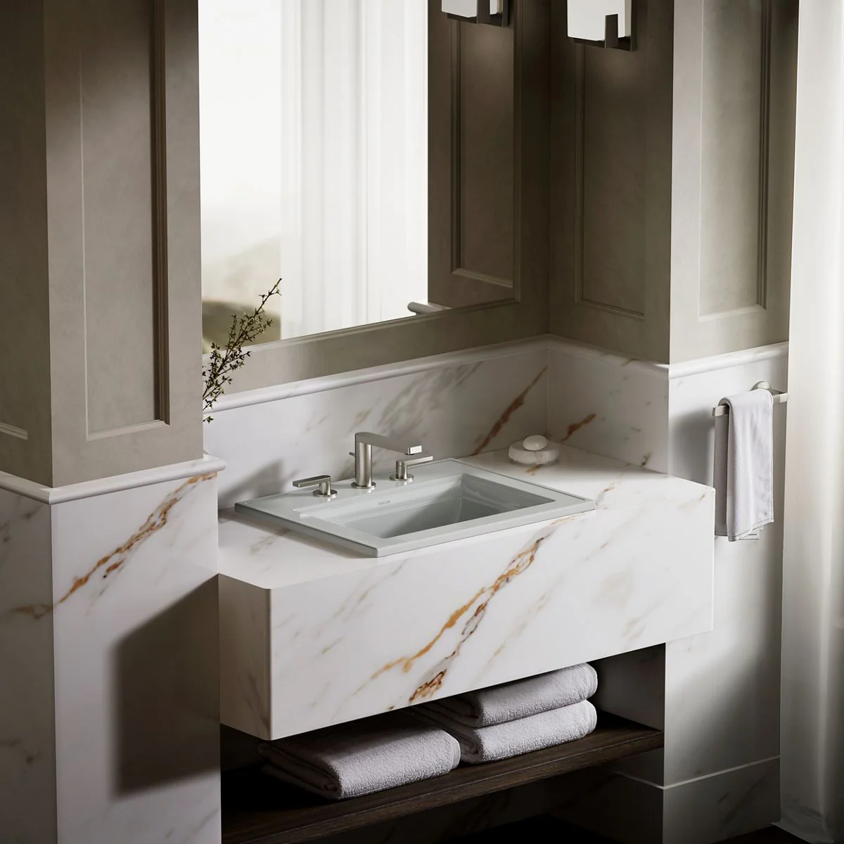 KOHLER K-2337-8 Memoirs 22-3/4" rectangular drop-in bathroom sink - Image 22
