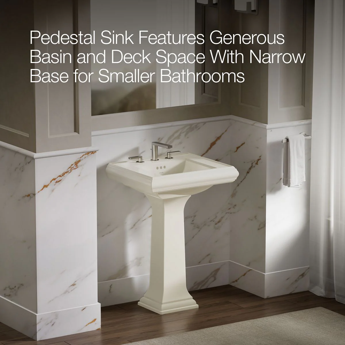 KOHLER K-2238-8 Memoirs 24-1/4" rectangular pedestal bathroom sink - Image 16