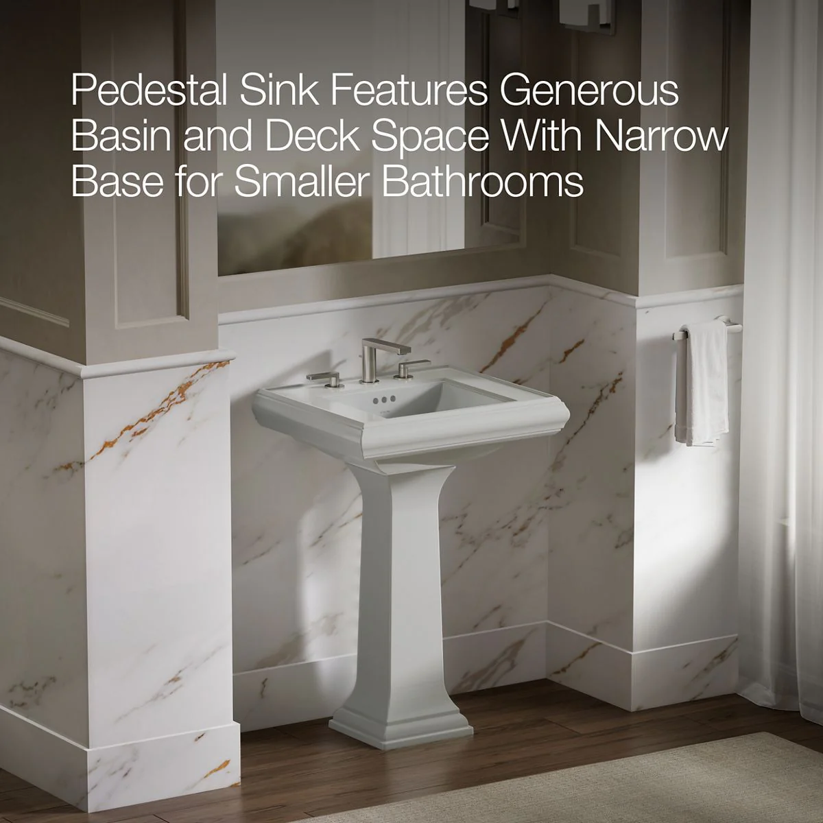 KOHLER K-2238-8 Memoirs 24-1/4" rectangular pedestal bathroom sink - Image 22