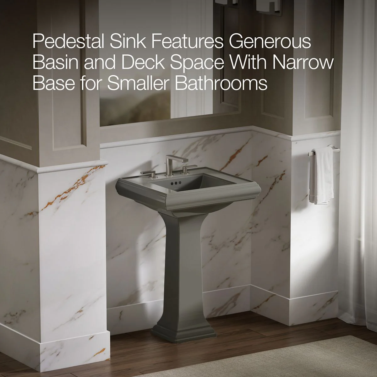 KOHLER K-2238-8 Memoirs 24-1/4" rectangular pedestal bathroom sink - Image 31