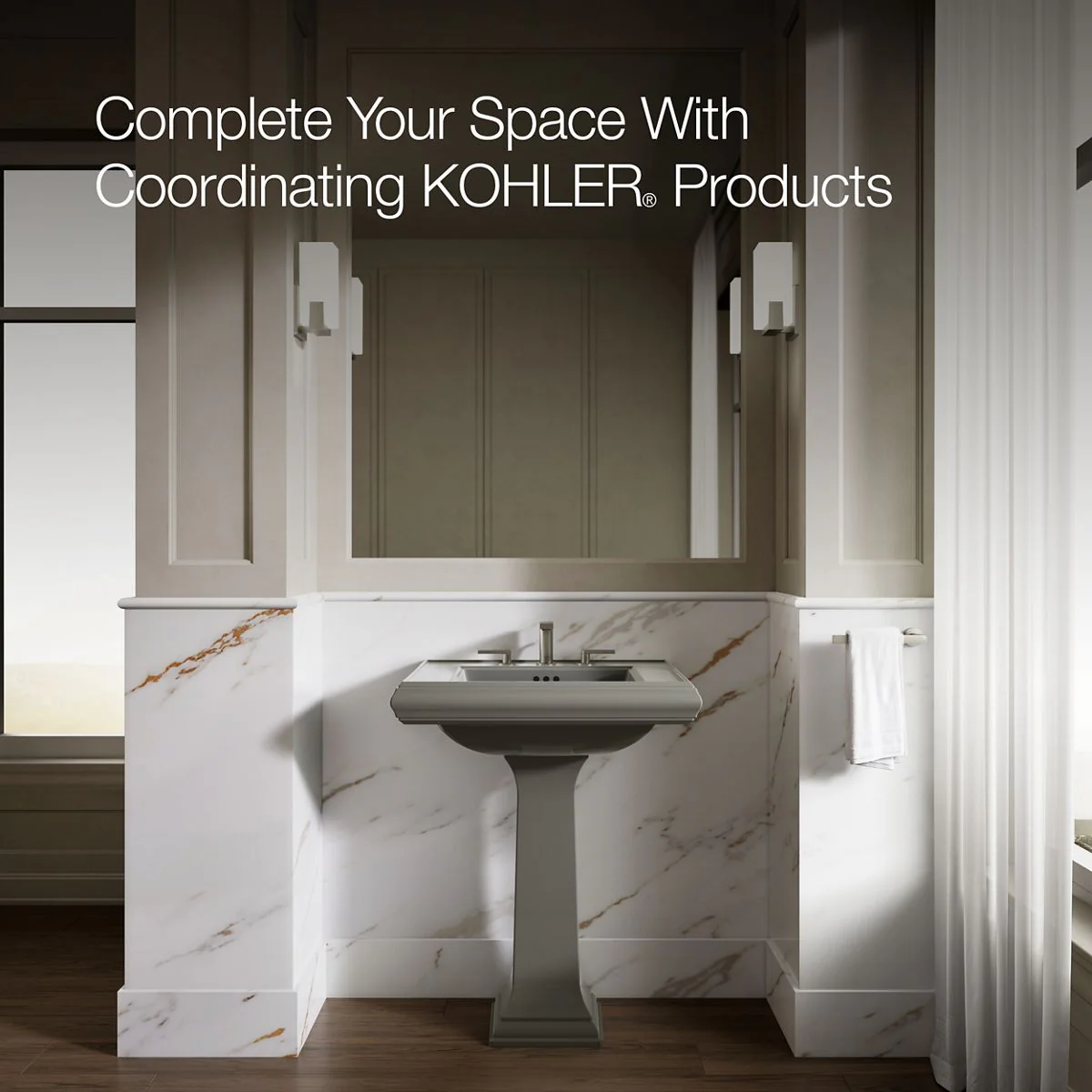 KOHLER K-2258-8 Memoirs 27-1/4" rectangular pedestal bathroom sink - Image 32
