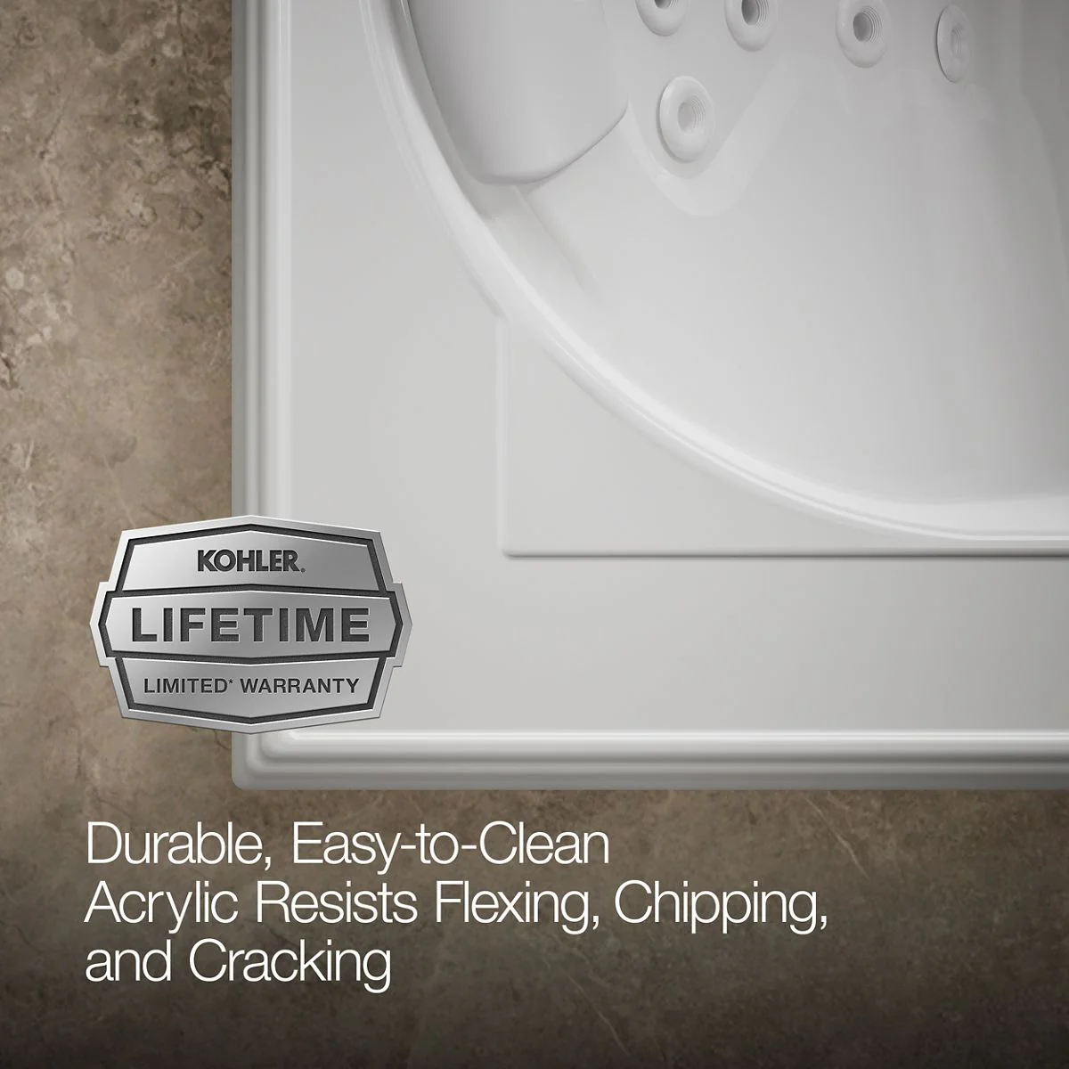 KOHLER K-1418-M Memoirs 72" x 42" drop-in heated whirlpool bath - Image 12