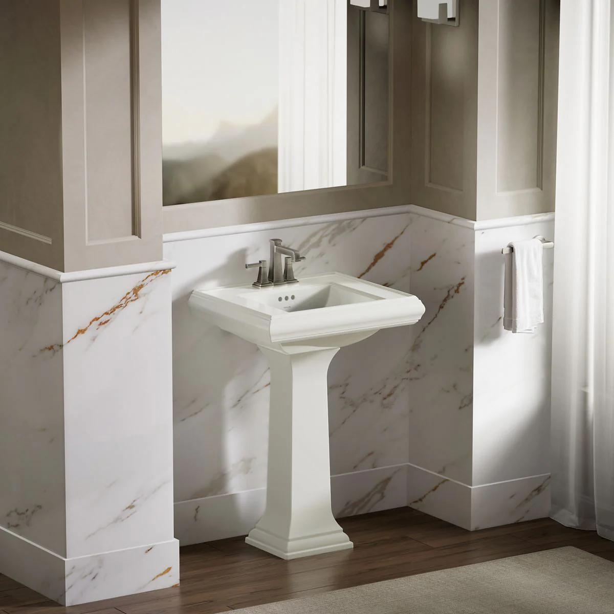 KOHLER K-2239-4 Memoirs Pedestal/console table bathroom sink basin with 4" centerset faucet holes - Image 10