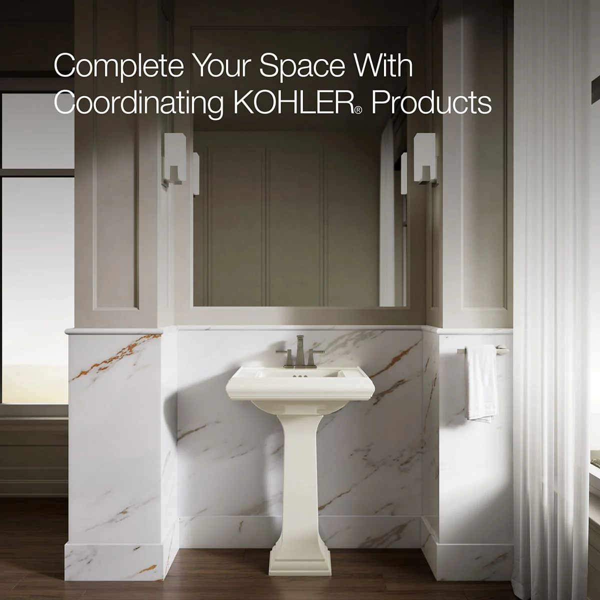 KOHLER K-2239-4 Memoirs Pedestal/console table bathroom sink basin with 4" centerset faucet holes - Image 16
