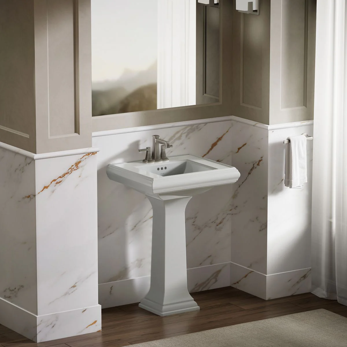 KOHLER K-2239-4 Memoirs Pedestal/console table bathroom sink basin with 4" centerset faucet holes - Image 20