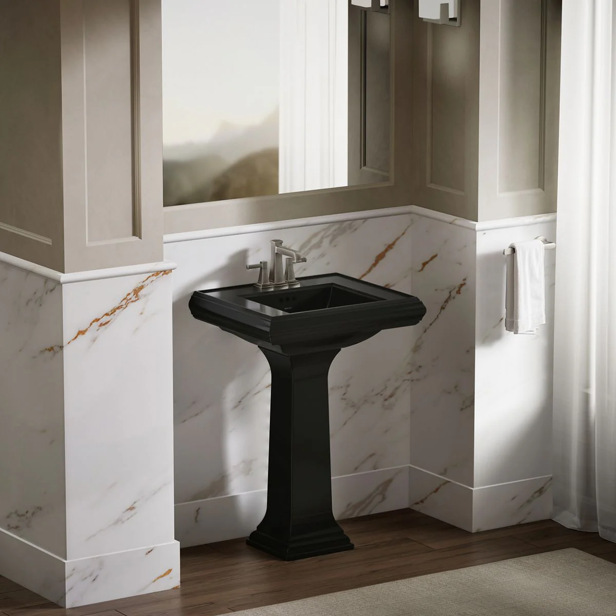 KOHLER K-2239-4 Memoirs Pedestal/console table bathroom sink basin with 4" centerset faucet holes - Image 25