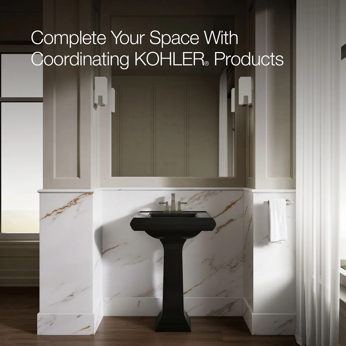 KOHLER K-2239-4 Memoirs Pedestal/console table bathroom sink basin with 4" centerset faucet holes - Image 26