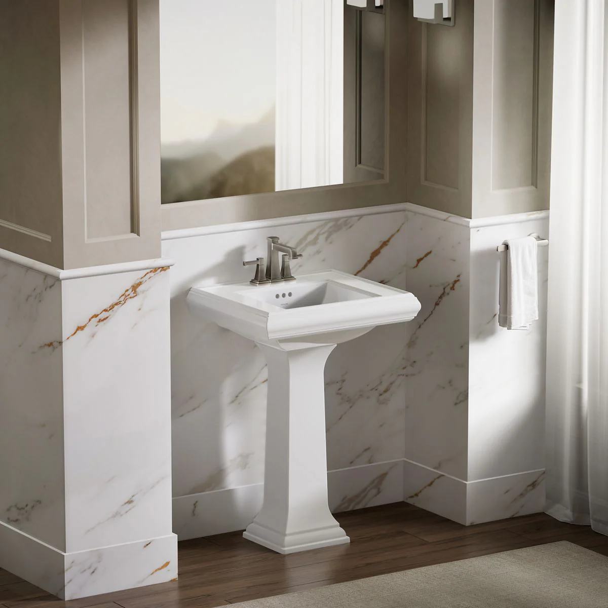 KOHLER K-2239-4 Memoirs Pedestal/console table bathroom sink basin with 4" centerset faucet holes - Image 30