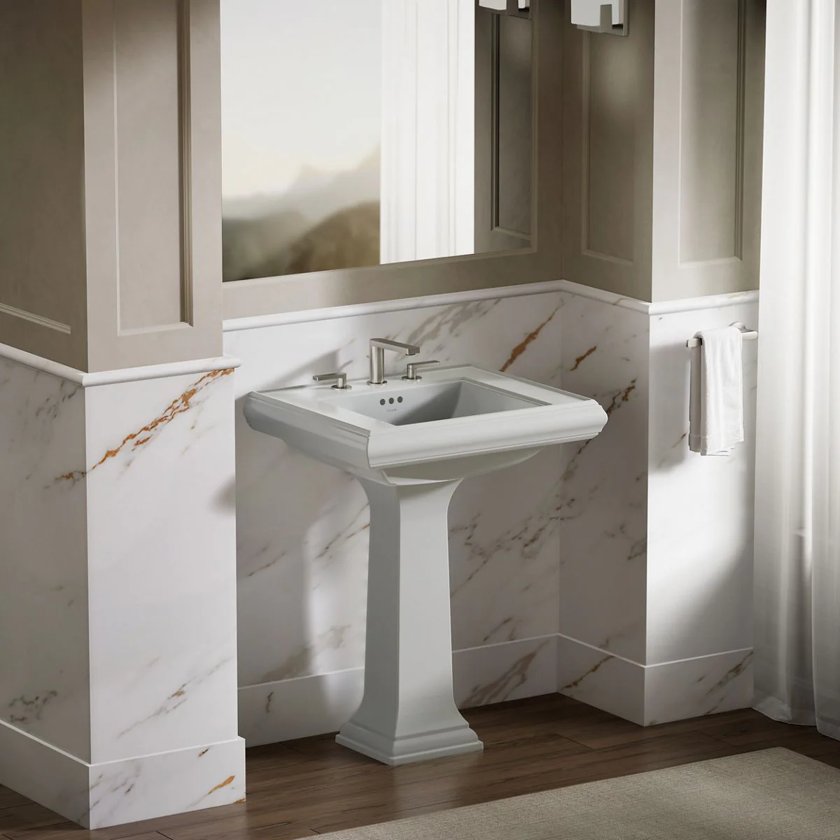 KOHLER K-2259-8 Memoirs Pedestal/console table bathroom sink basin with 8" widespread faucet holes - Image 20
