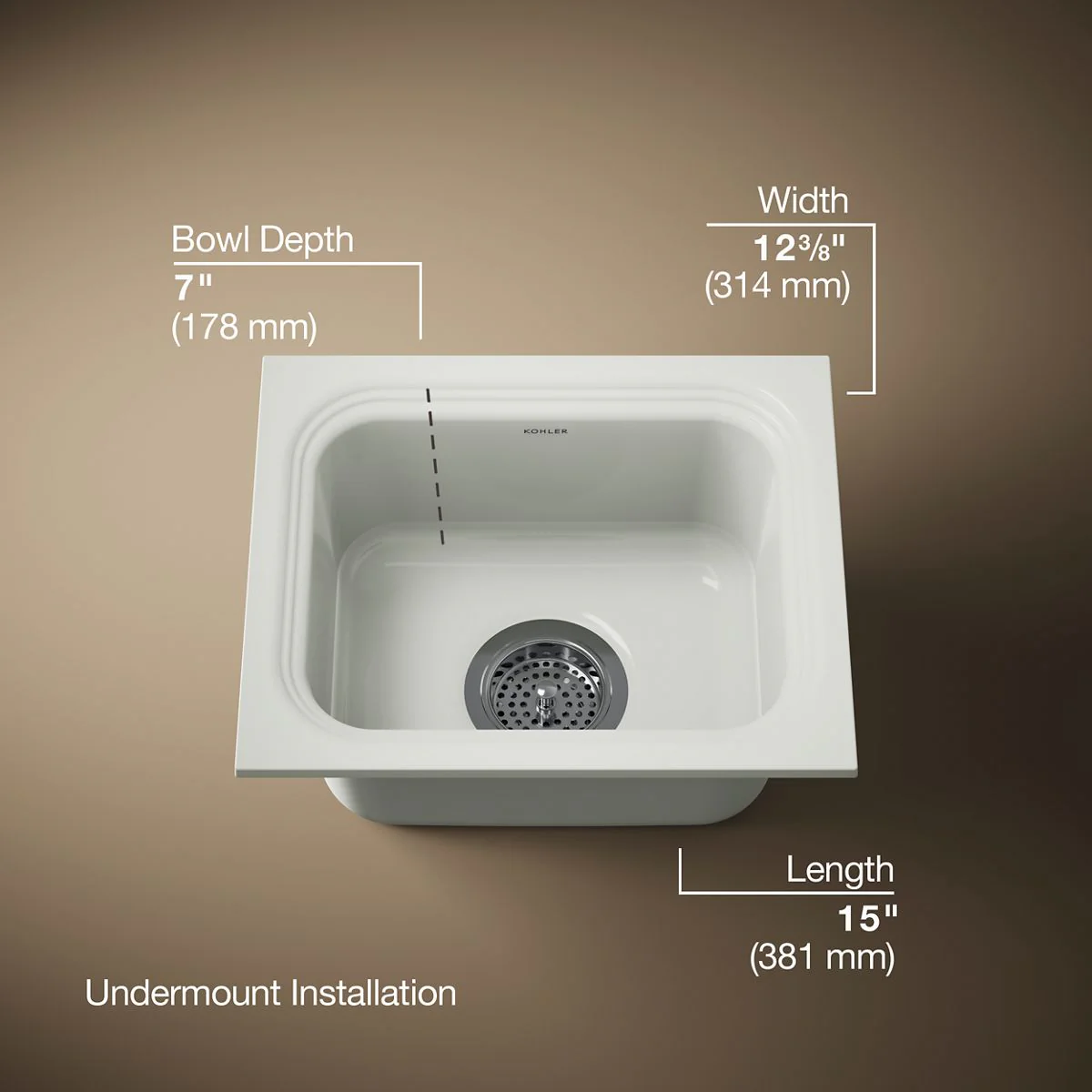 KOHLER K-6589-U Northland 15" undermount single-bowl bar sink - Image 57