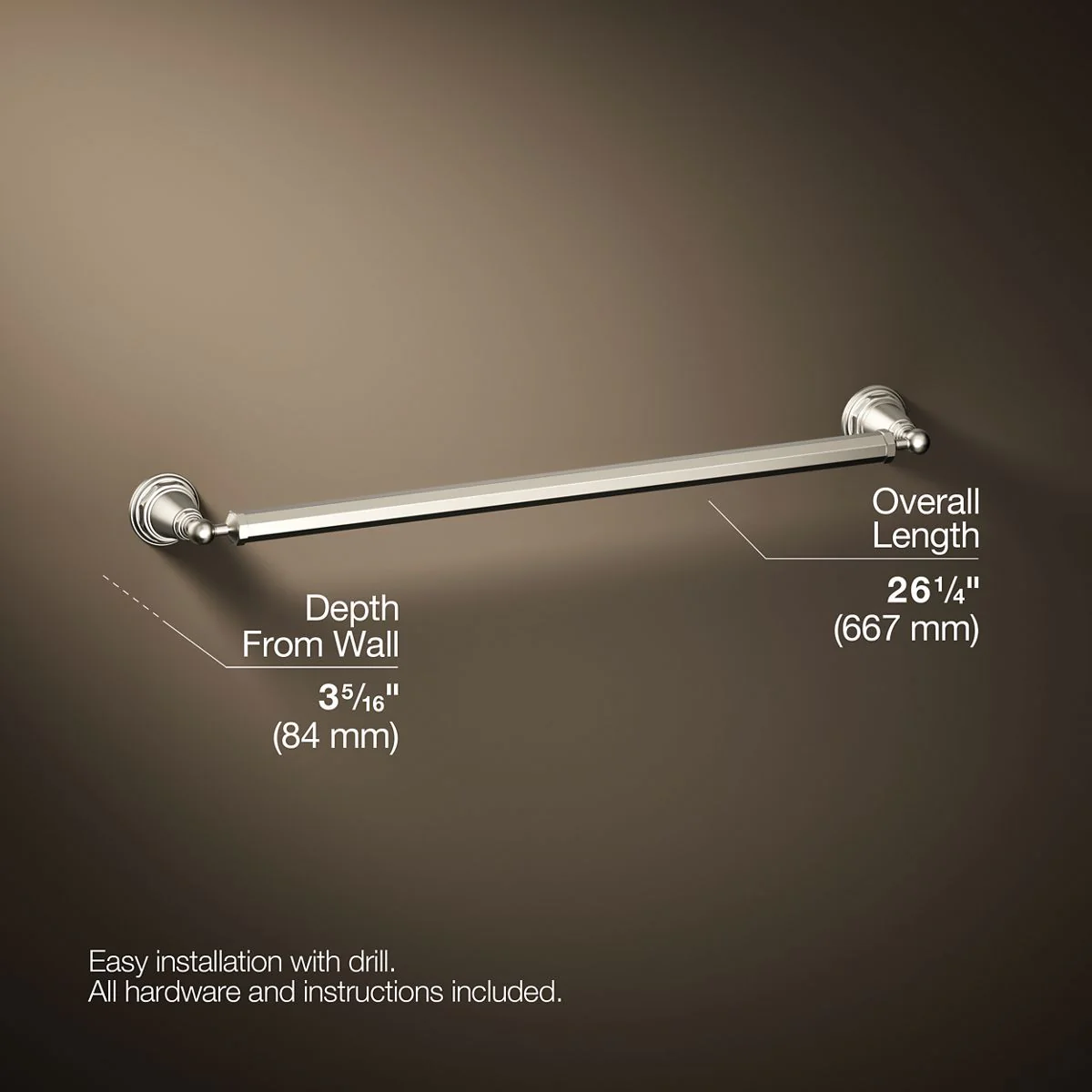 KOHLER K-13109 Pinstripe 24" towel bar - Image 12
