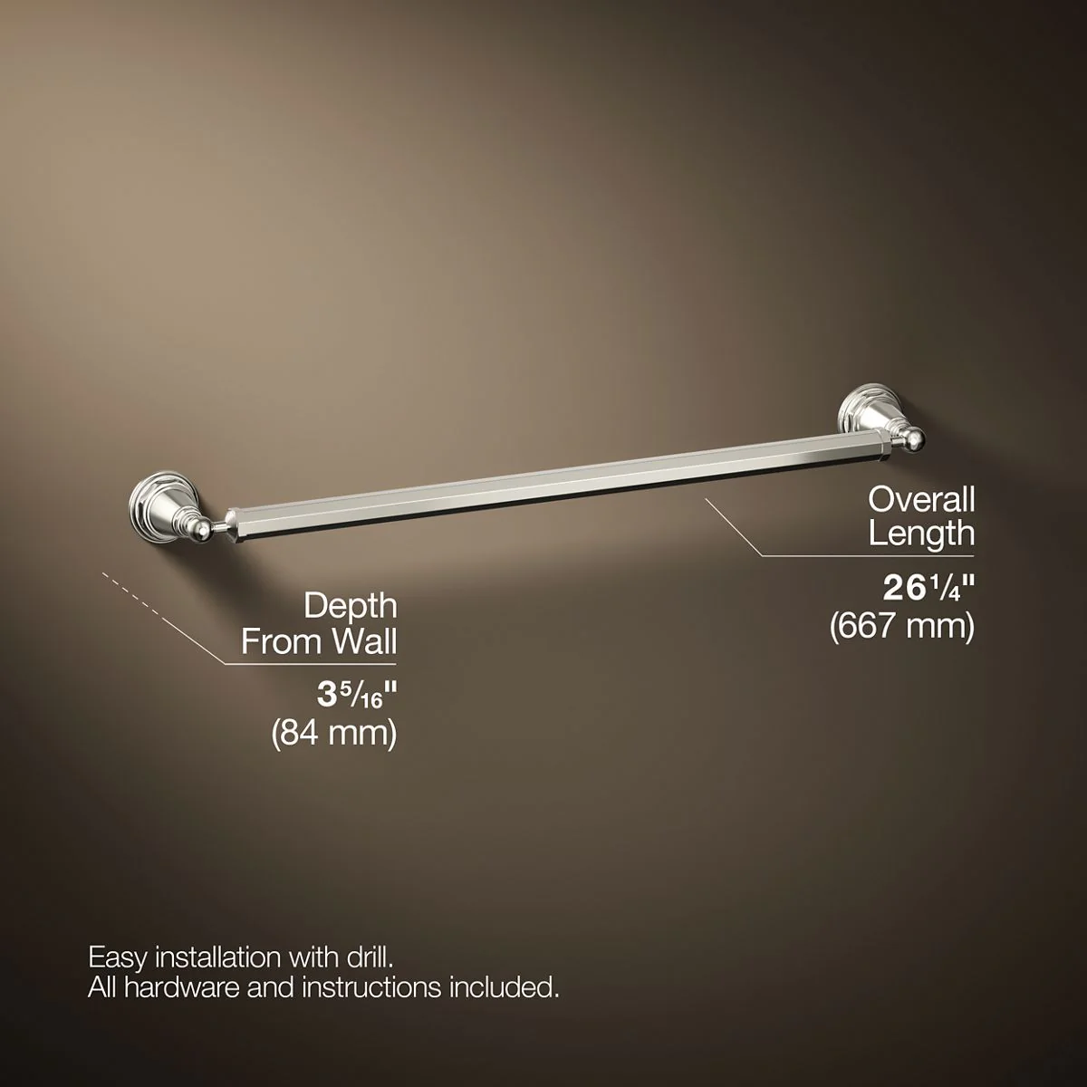 KOHLER K-13109 Pinstripe 24" towel bar - Image 8