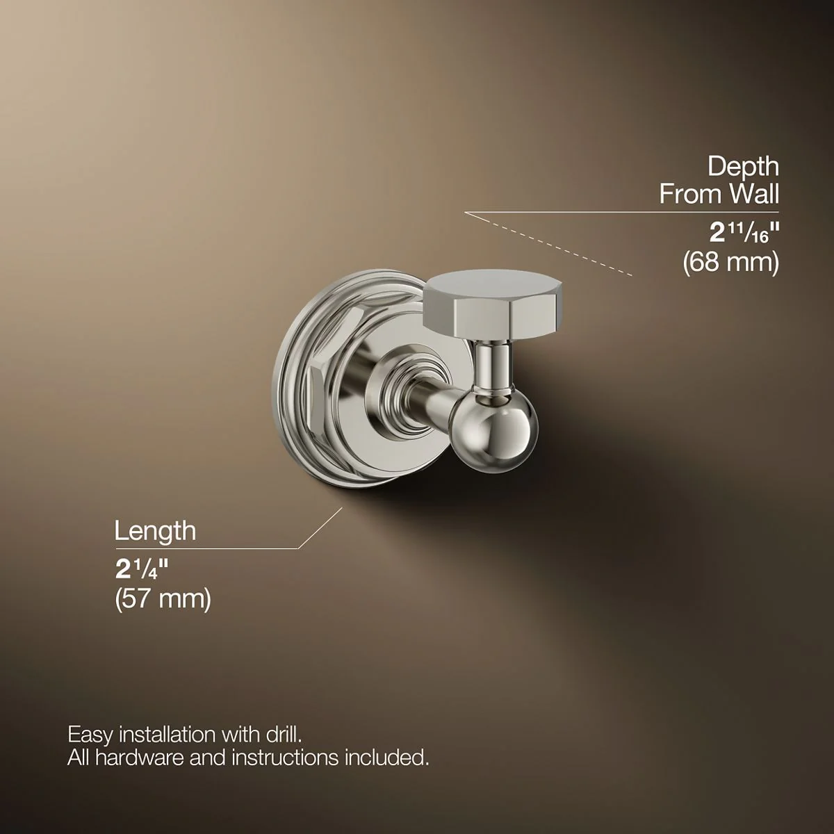 KOHLER K-13113 Pinstripe Robe hook - Image 5